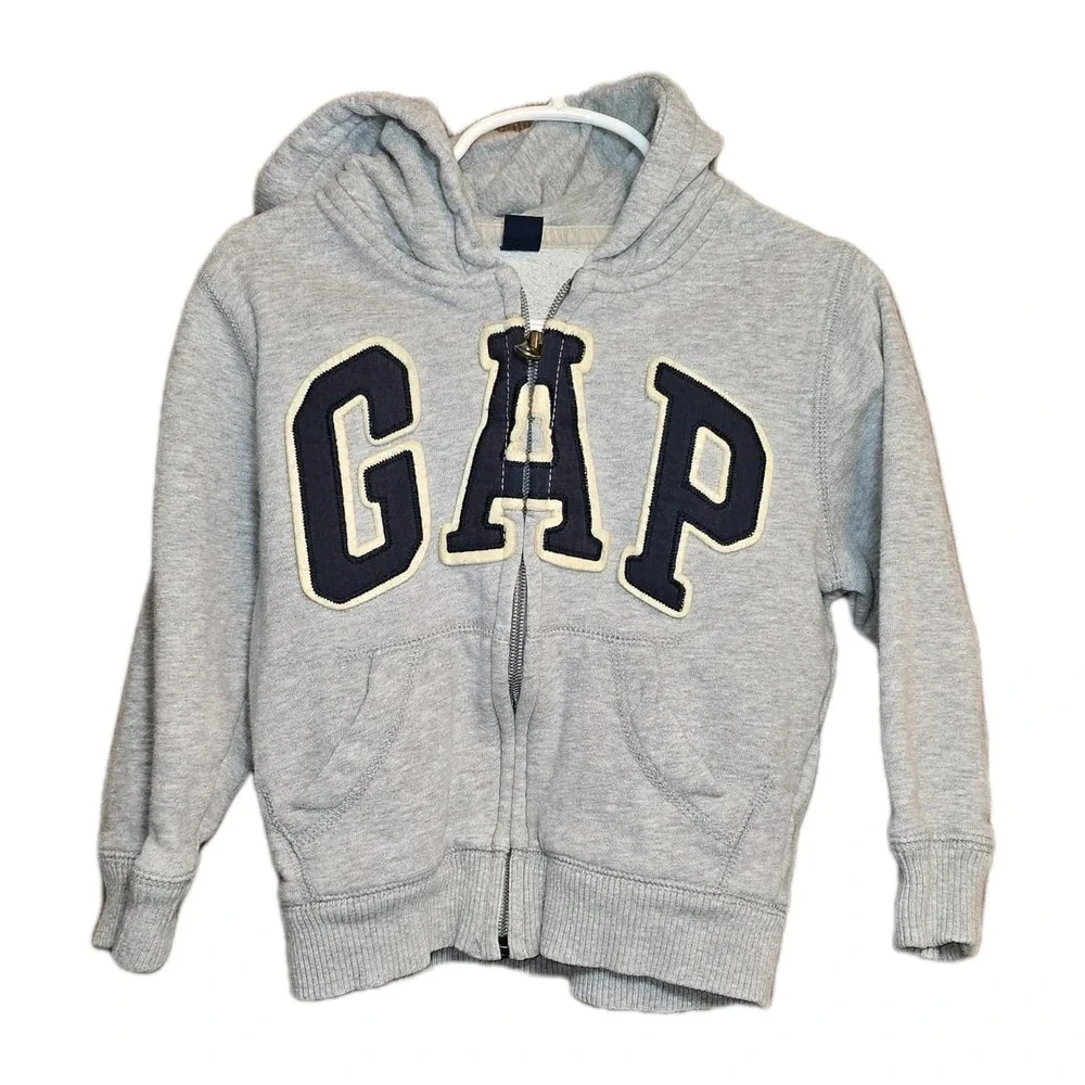 GAP Baby Toddler Gray Zip Hoodie 4T‎ GUC Classic Cozy Logo 🧸